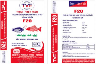 F20 Thức ăn tổng hợp dạng viên cho cá có vảy từ 500g trở lên